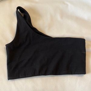 Paragon M black 1 shoulder sports bra